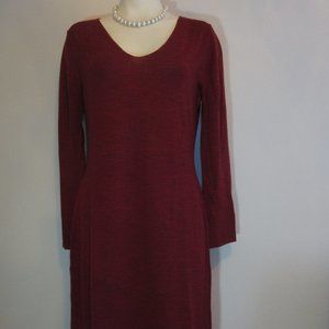 J.Peterman Woman Dress  Red 100% Merino Wool Midi  Small